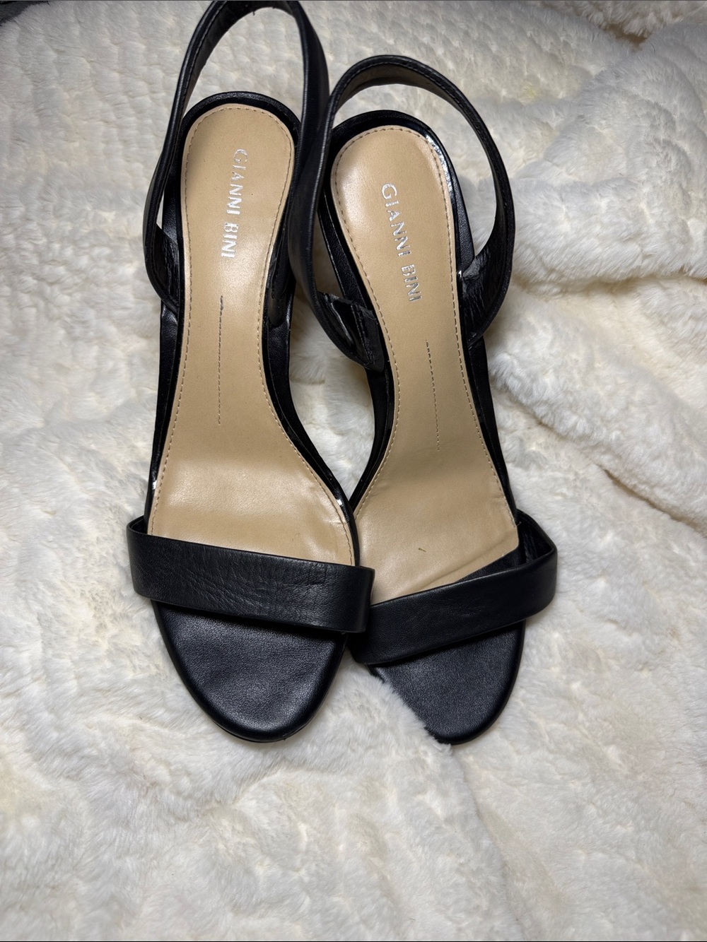 Gianni Bini Black Open-Toe Slingback Heels